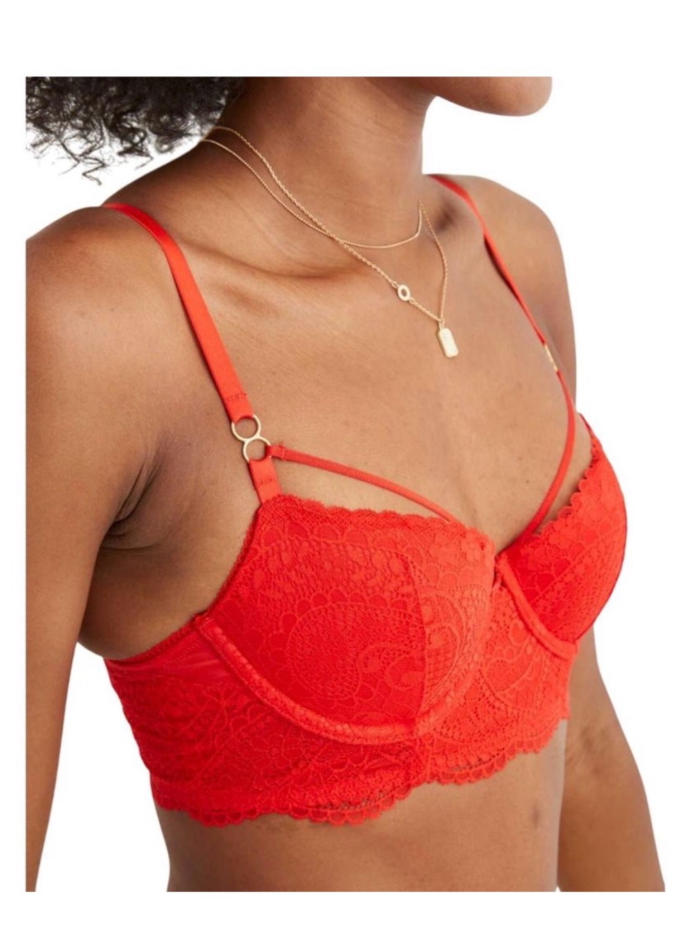 NWT Aerie Real Power Paisley Lace Strappy Balconette Bra, Lace corset top 34D